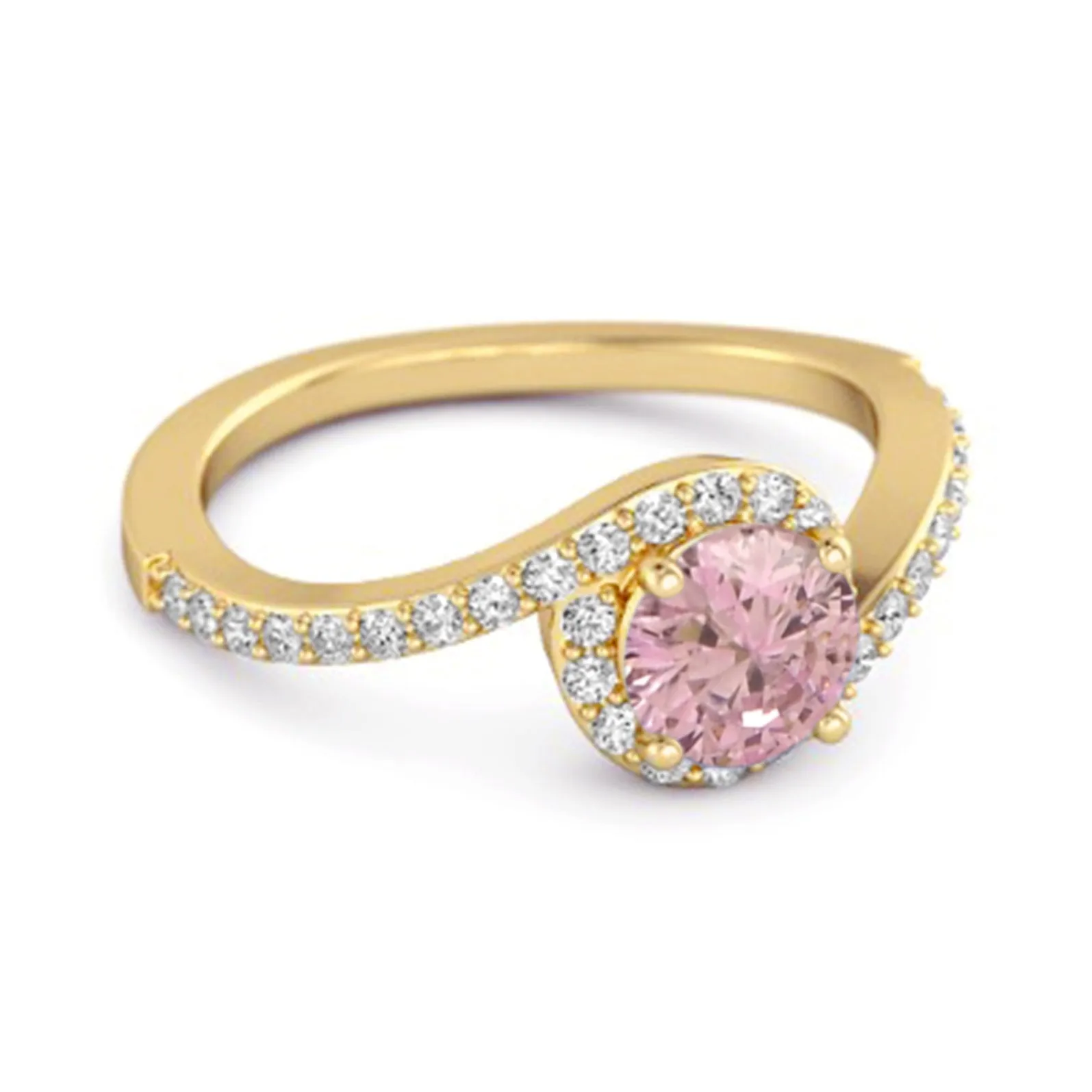 Genuine 0.25 Ctw Pink Zirconia 925 Sterling Silver Women Ring