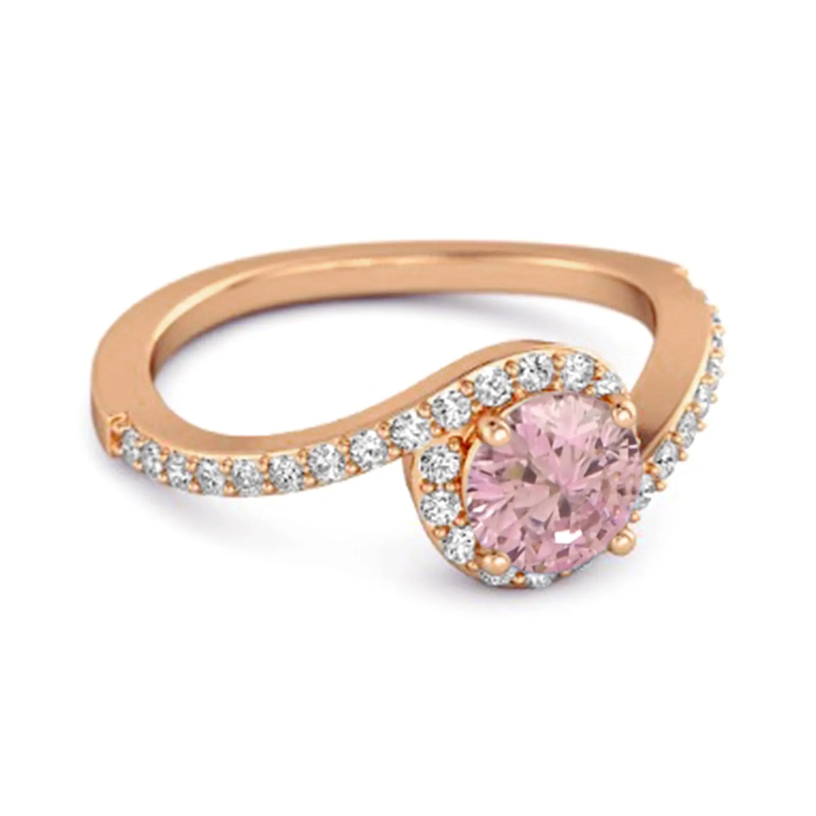 Genuine 0.25 Ctw Pink Zirconia 925 Sterling Silver Women Ring
