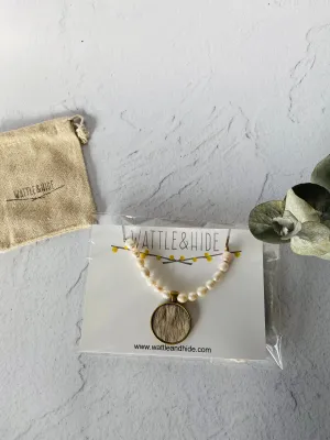 Genuine Cowhide Pendant & Freshwater Pearl Necklace