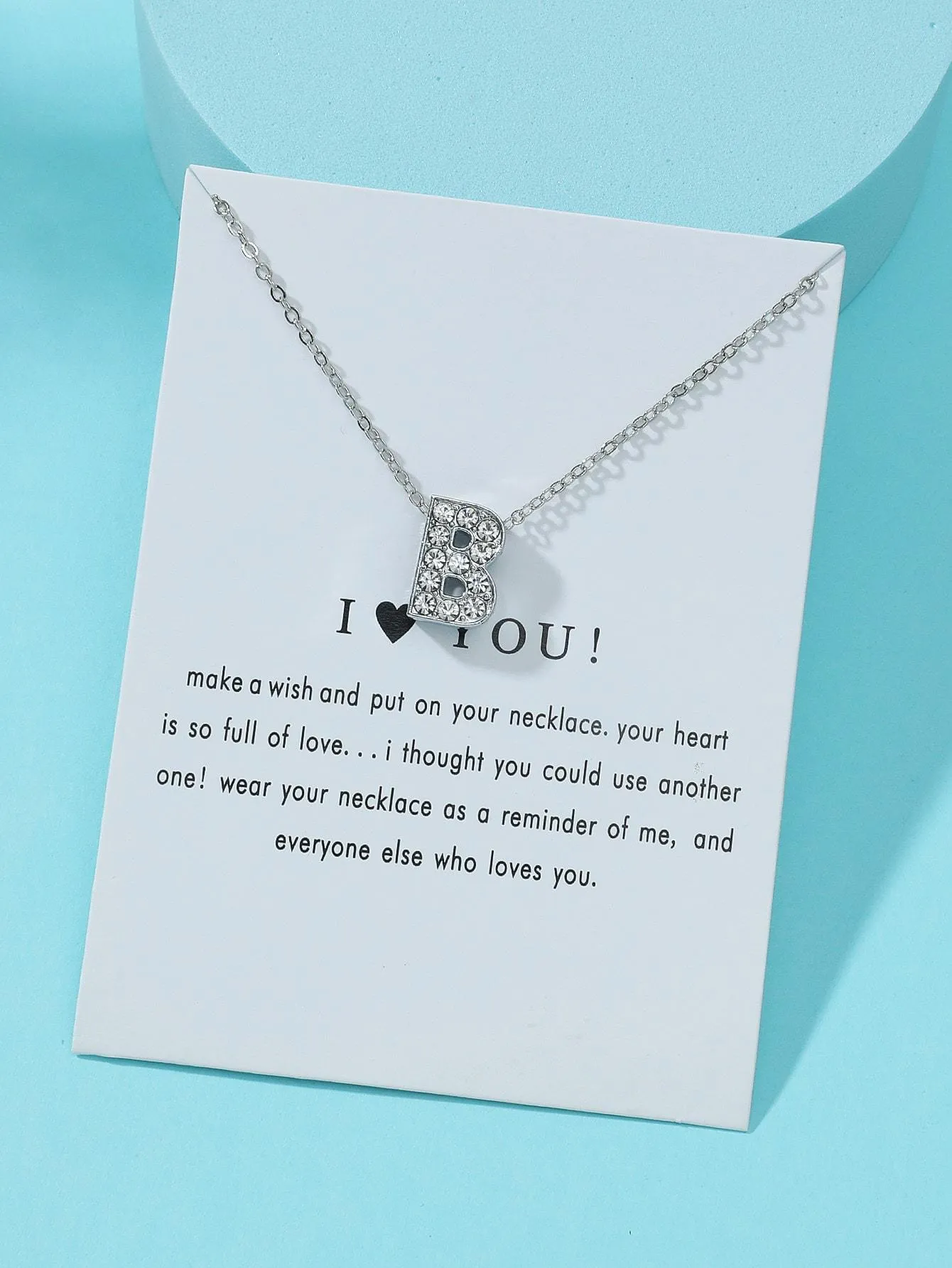 Girls Rhinestone Decor Letter Charm Necklace - FD