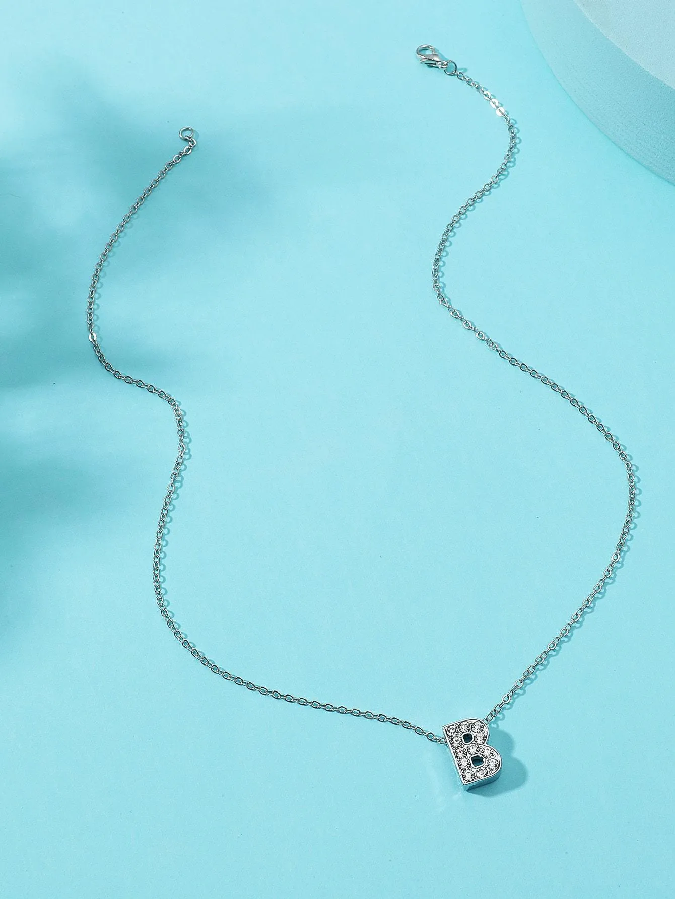 Girls Rhinestone Decor Letter Charm Necklace - FD