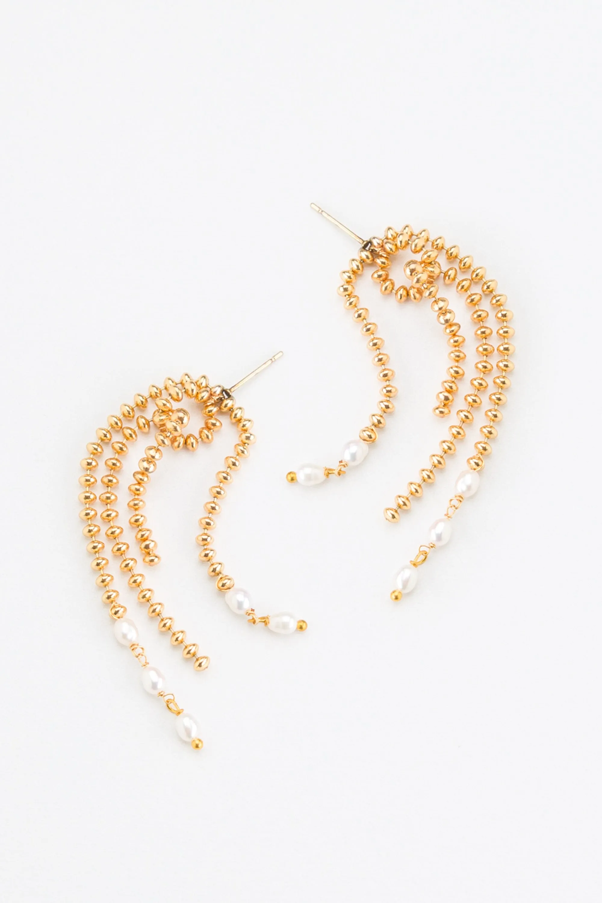 Gold Bead Chain Tassel Earrings