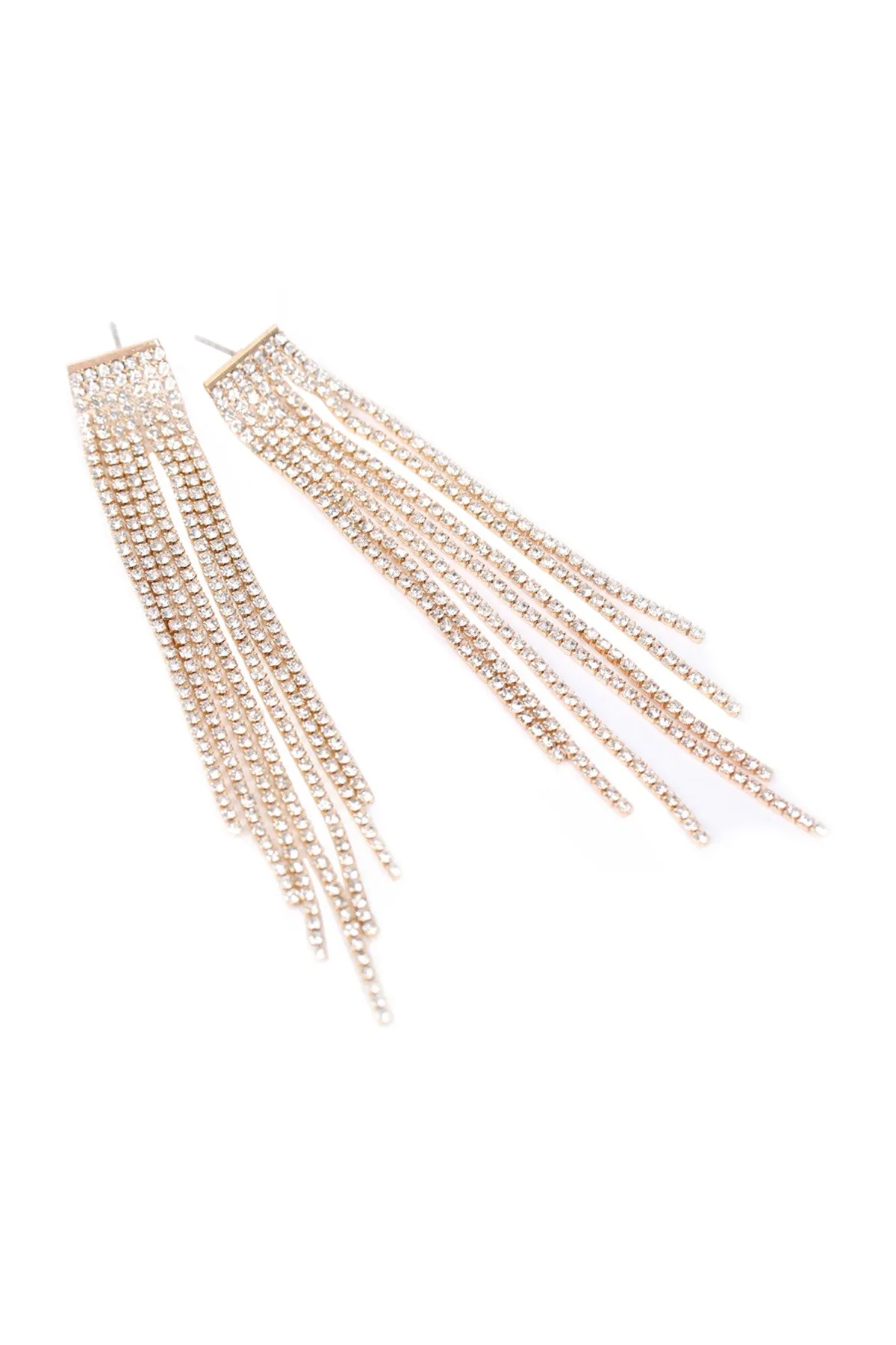 GOLD CUBIC ZIRCONIA TASSEL EARRINGS