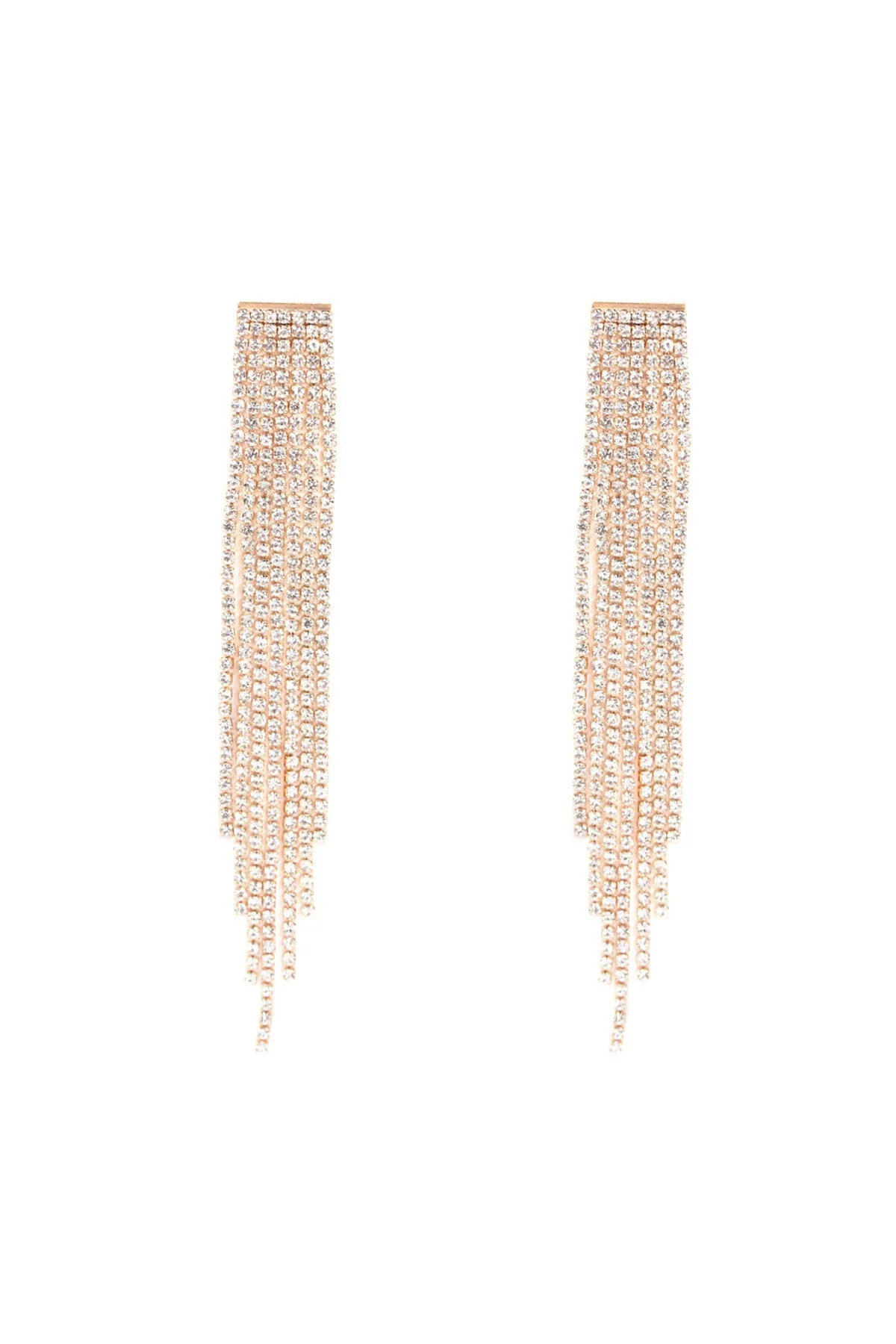 GOLD CUBIC ZIRCONIA TASSEL EARRINGS