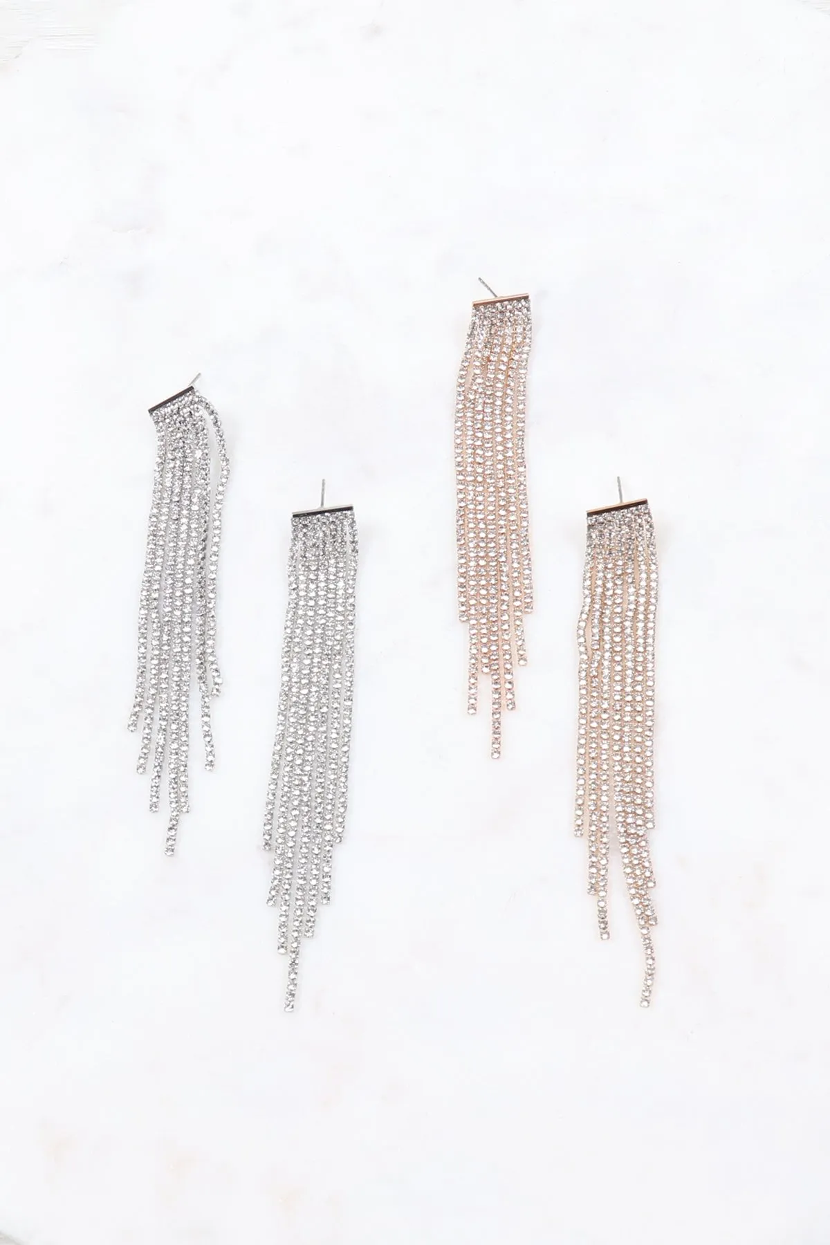 GOLD CUBIC ZIRCONIA TASSEL EARRINGS