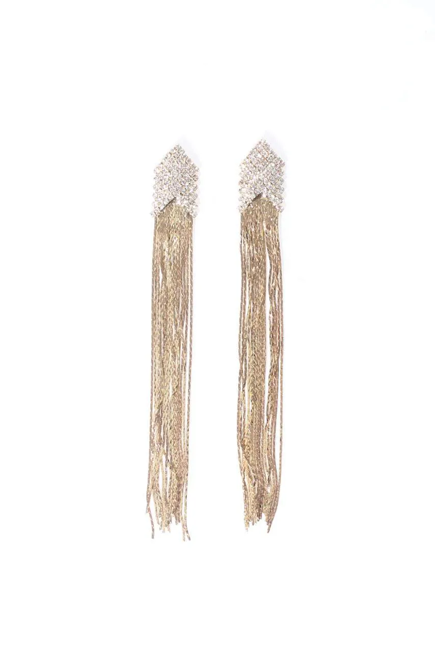 Gold Diamante Tassel Earrings