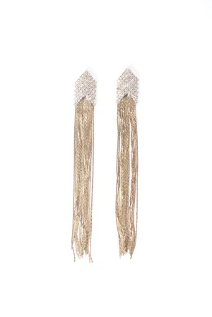 Gold Diamante Tassel Earrings