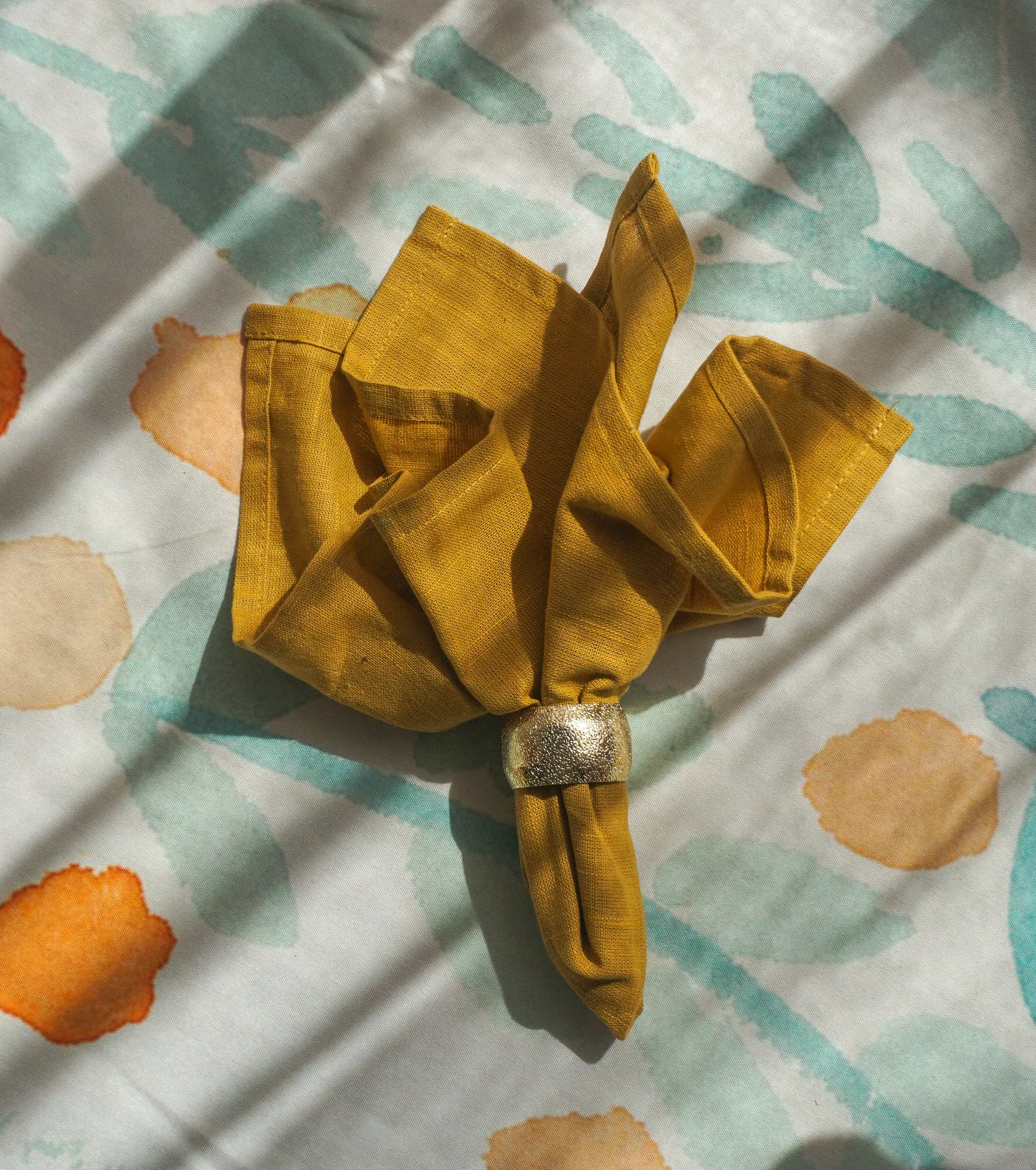 Gold Textured Napkin Rings | Set of 4
