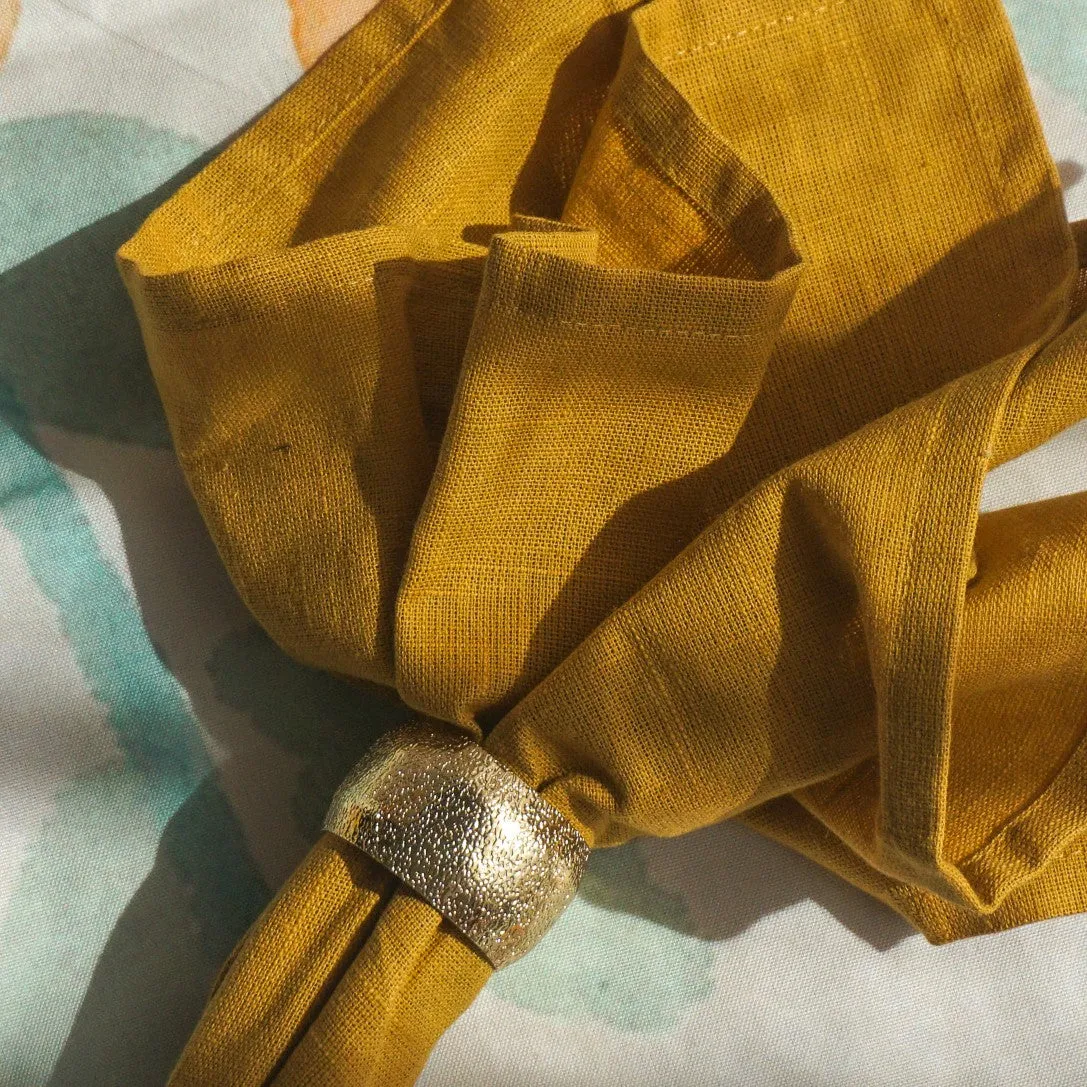 Gold Textured Napkin Rings | Set of 4