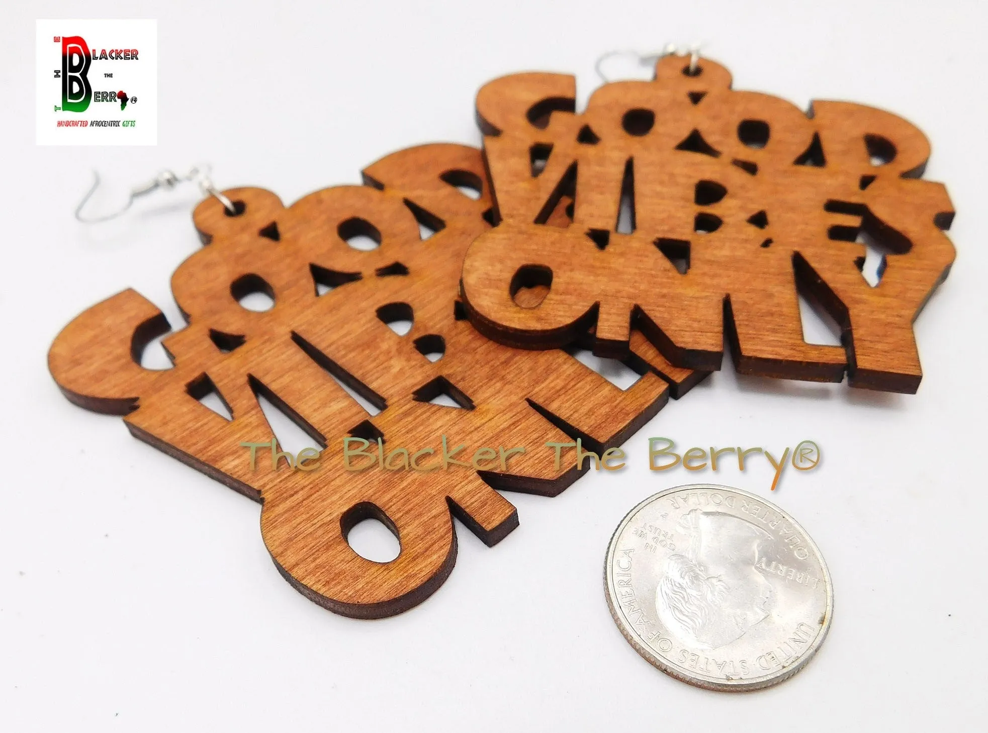 Good Vibes Only Earrings Wooden Large Jewelry Handmade Women