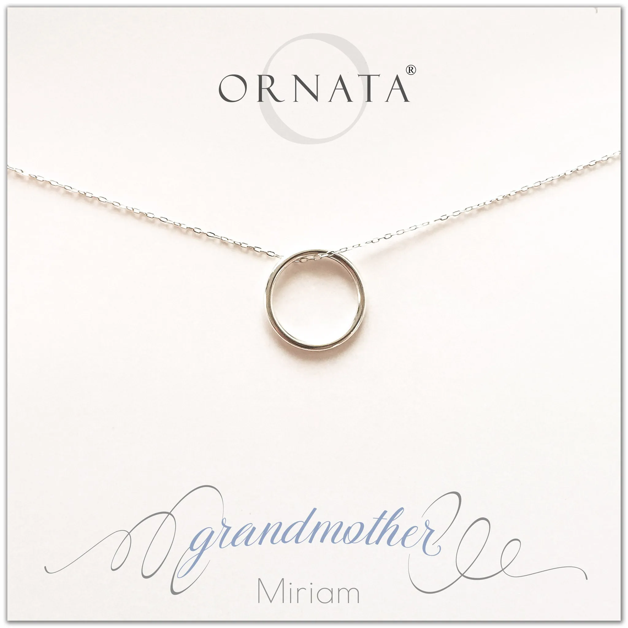 “Grandmother” Generations Sterling Silver Necklace on Personalized Jewelry Card