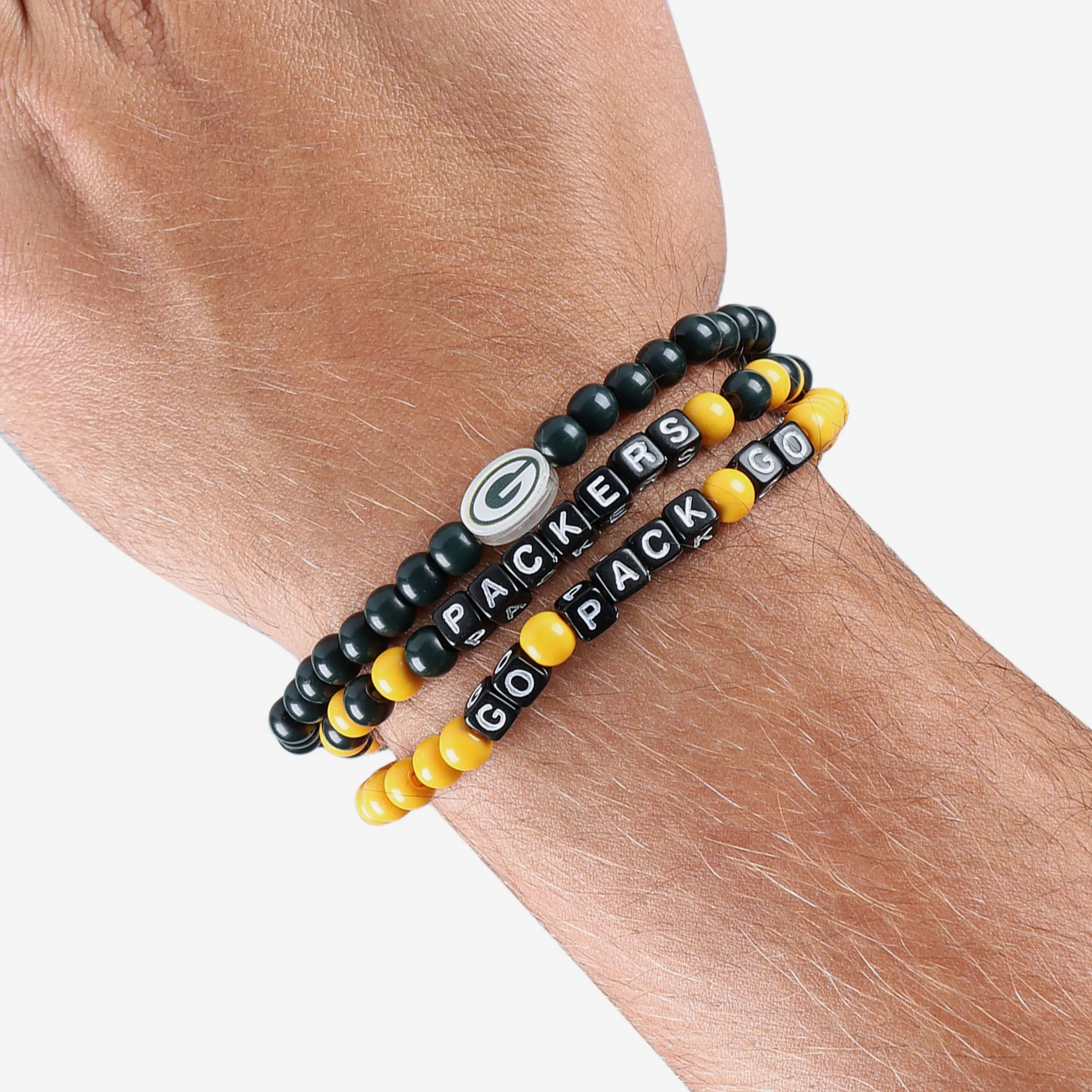 Green Bay Packers 3 Pack Beaded Friendship Bracelet