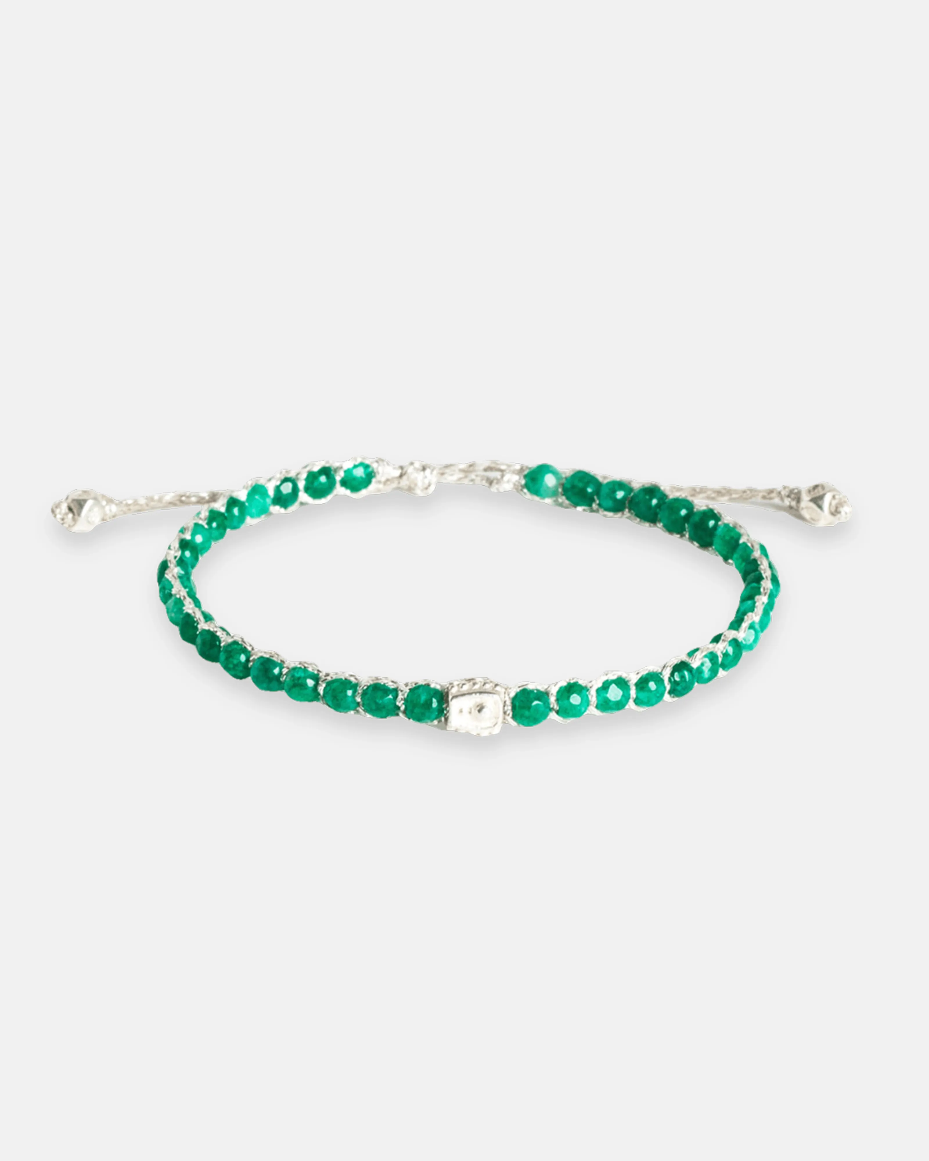 Green Emerald Agate Bracelet | Silver