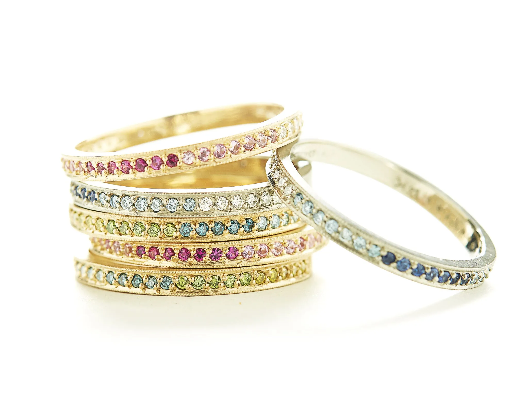 Green Ombre Pave Diamond Band