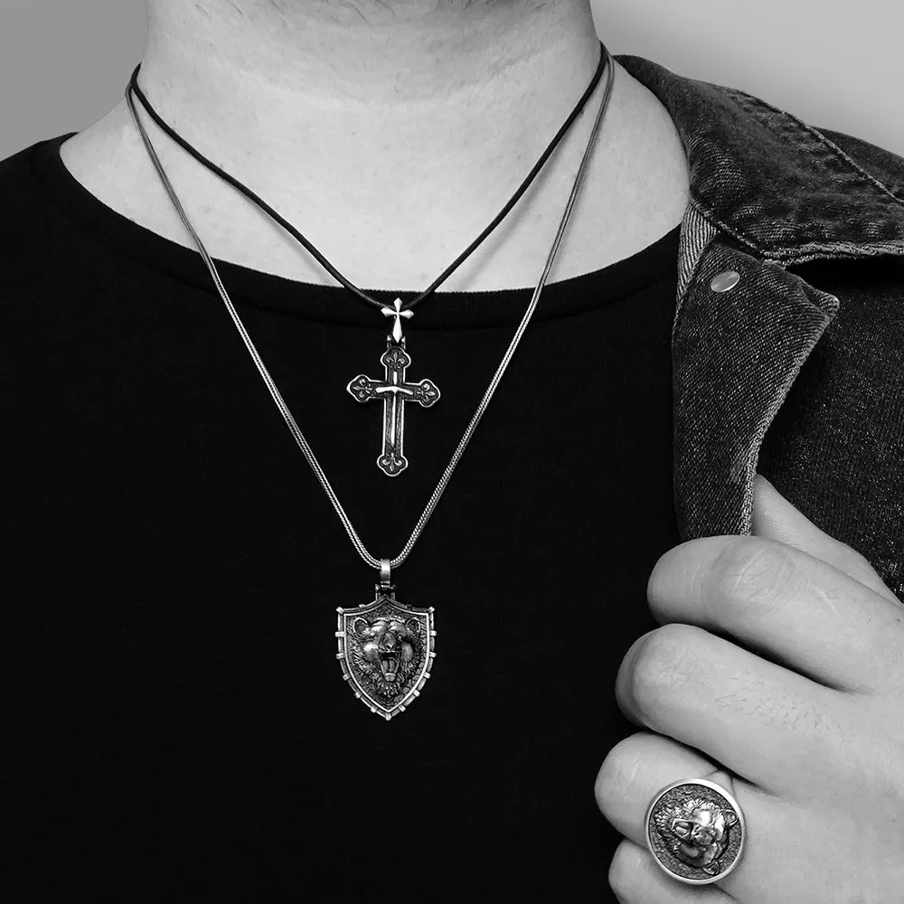 Grizzly Bear Handmade Sterling Silver Men's Pendant Necklace
