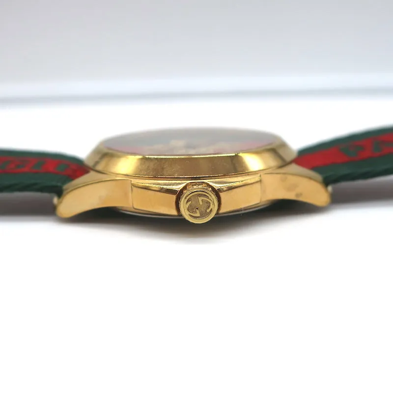 Gucci G-Timeless L'Aveugle Par Amour Watch Green & Red Web