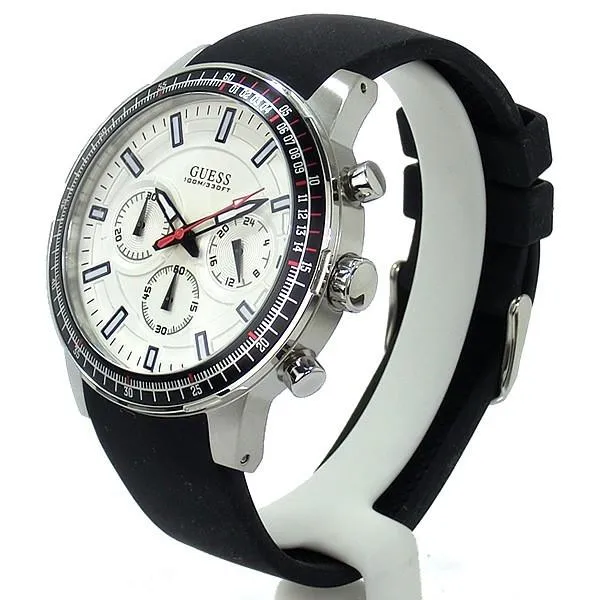 Guess White Dial Silicon Strap Men's Watch W0802G1