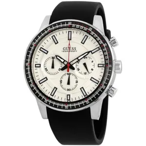 Guess White Dial Silicon Strap Men's Watch W0802G1
