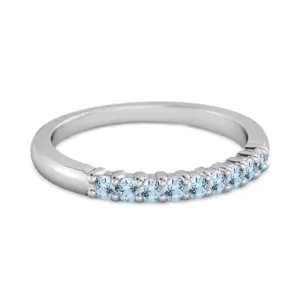 Half Eternity Blue Topaz 925 Sterling Silver Stacking Bridal Ring