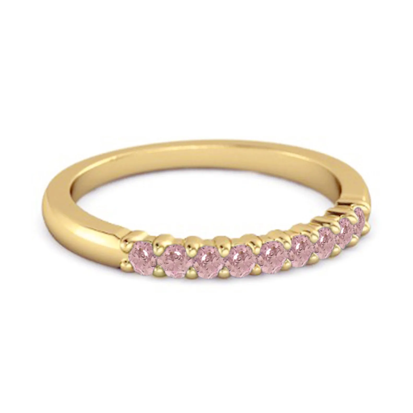 Half Eternity Pink Zirconia 925 Sterling Silver Stacking Bridal Ring