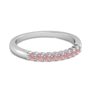 Half Eternity Pink Zirconia 925 Sterling Silver Stacking Bridal Ring