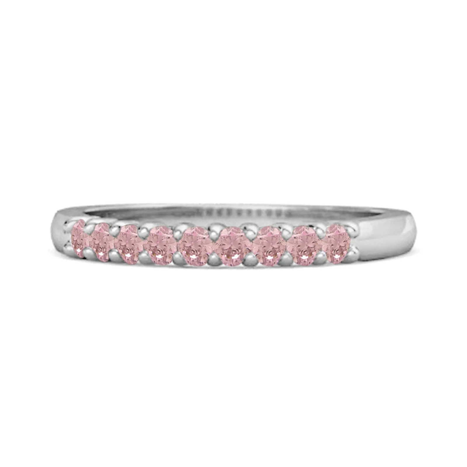 Half Eternity Pink Zirconia 925 Sterling Silver Stacking Bridal Ring