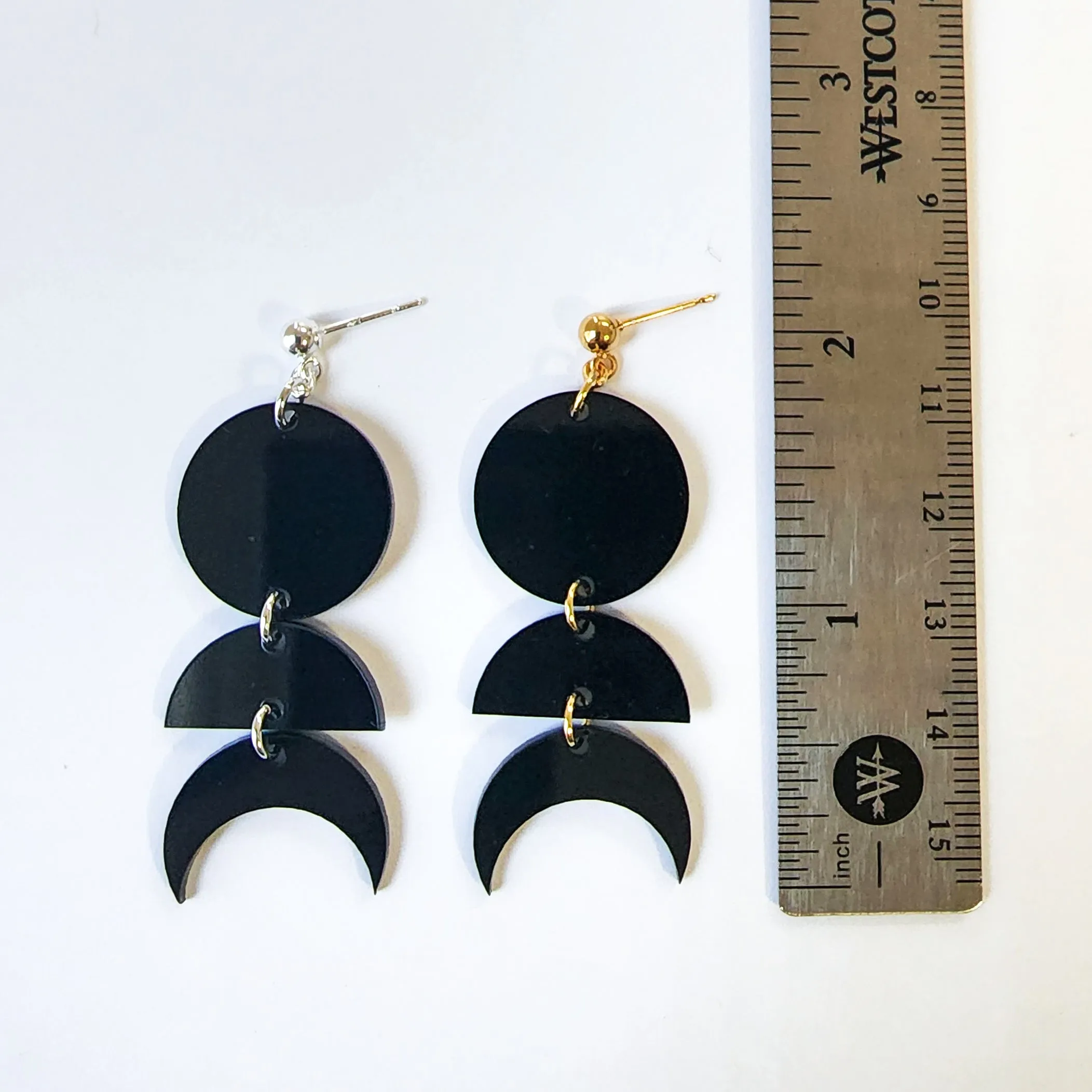 Half Moon Phase Dangles in Black