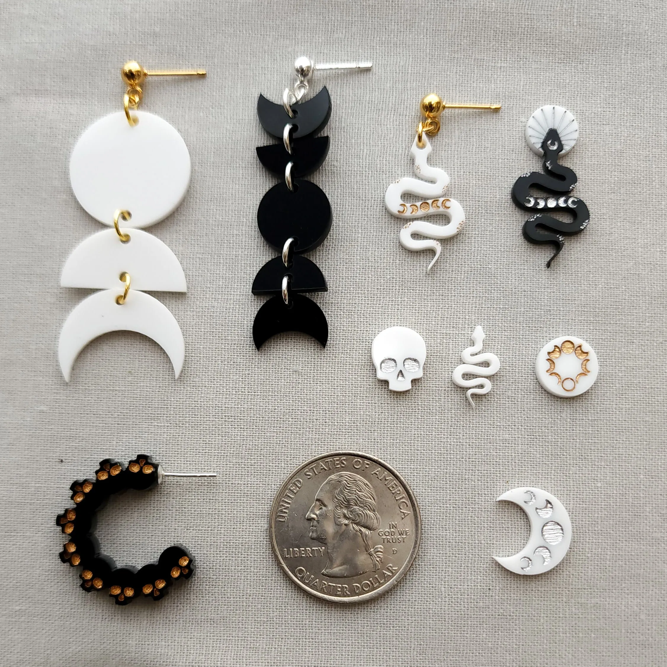 Half Moon Phase Dangles in Black