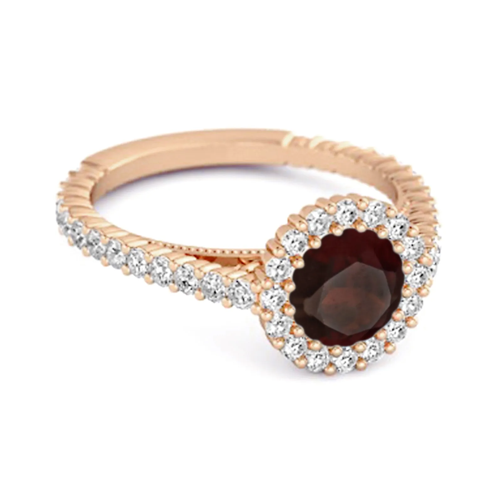 Halo Engagement 925 Sterling Silver 0.50 Ctw Garnet Stacking Ring