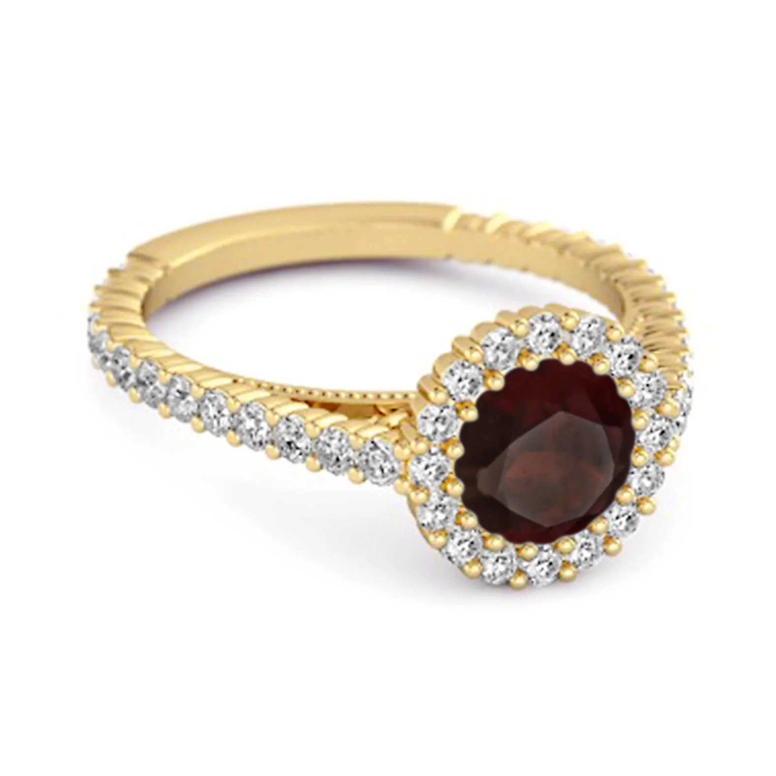 Halo Engagement 925 Sterling Silver 0.50 Ctw Garnet Stacking Ring