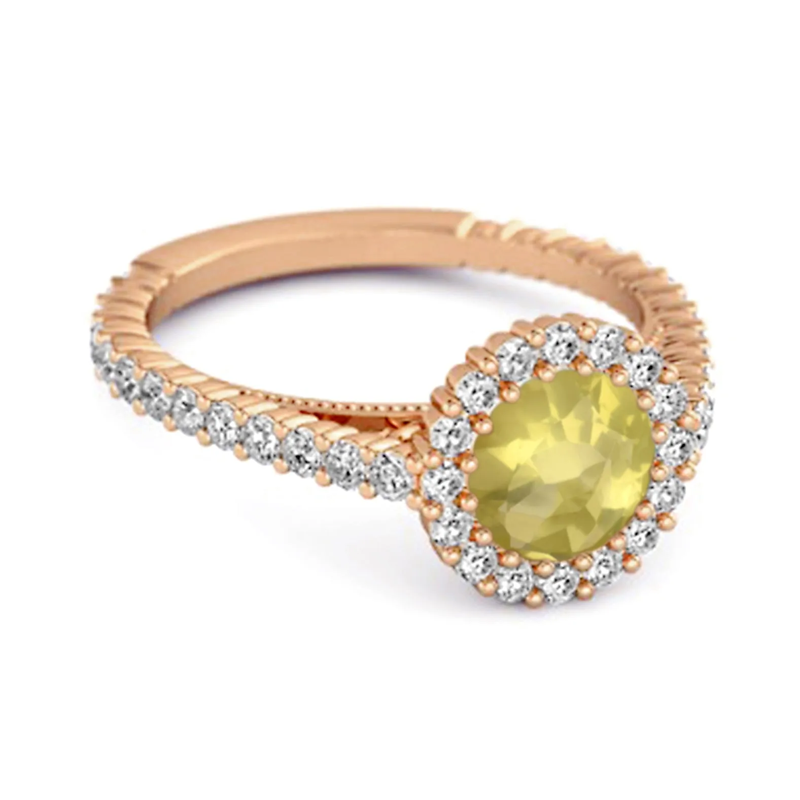 Halo Engagement 925 Sterling Silver 0.50 Ctw Lemon Quartz Stacking Ring