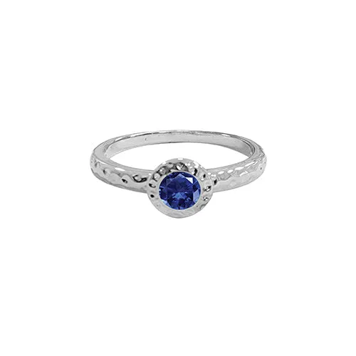 Hammered Birthstone Stackable Rings (White)