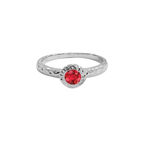 Hammered Birthstone Stackable Rings (White)