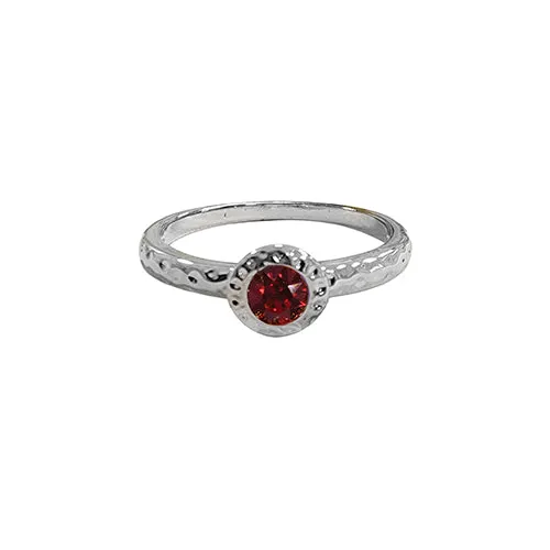 Hammered Birthstone Stackable Rings (White)