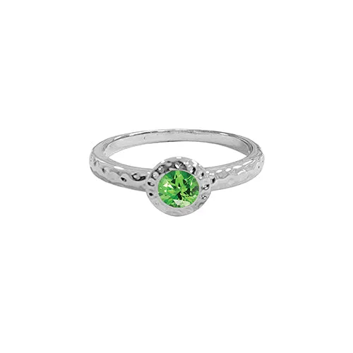 Hammered Birthstone Stackable Rings (White)