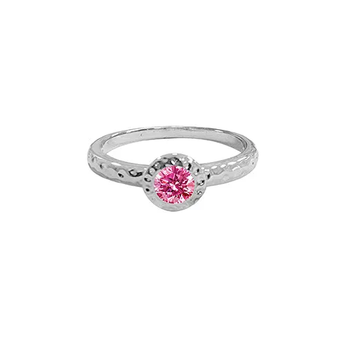 Hammered Birthstone Stackable Rings (White)