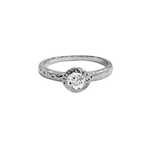 Hammered Birthstone Stackable Rings (White)