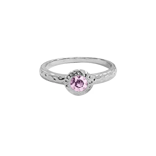 Hammered Birthstone Stackable Rings (White)