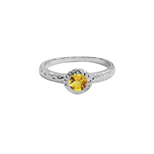 Hammered Birthstone Stackable Rings (White)