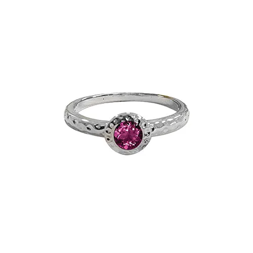 Hammered Birthstone Stackable Rings (White)