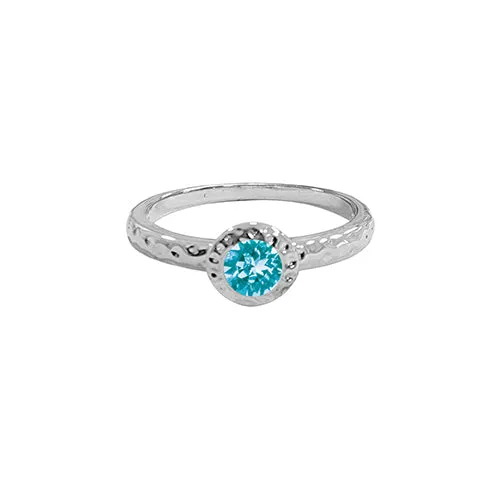 Hammered Birthstone Stackable Rings (White)
