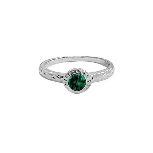 Hammered Birthstone Stackable Rings (White)