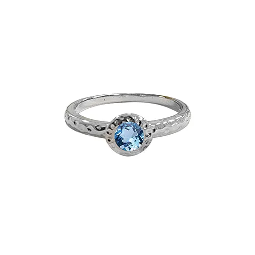 Hammered Birthstone Stackable Rings (White)