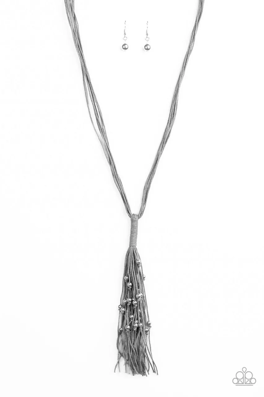 Hand-Knotted Knockout Silver Paparazzi Necklace