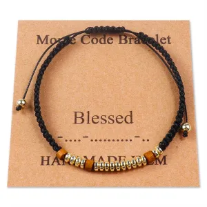 Handmade Wooden Beaded Morse Code Bracelets: Blessed