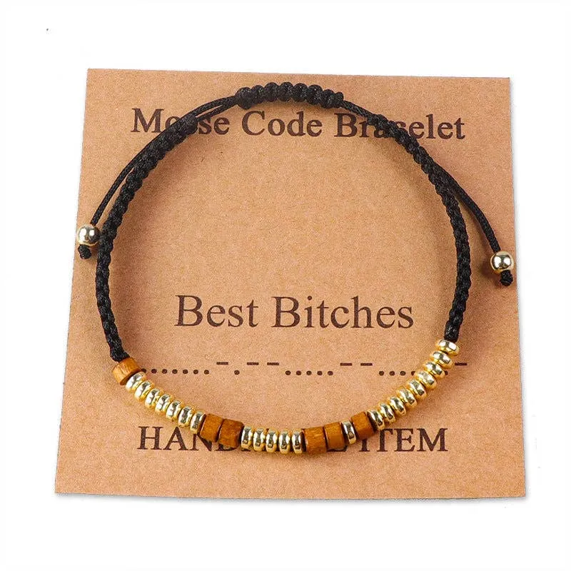 Handmade Wooden Beaded Morse Code Bracelets: Just Breathe