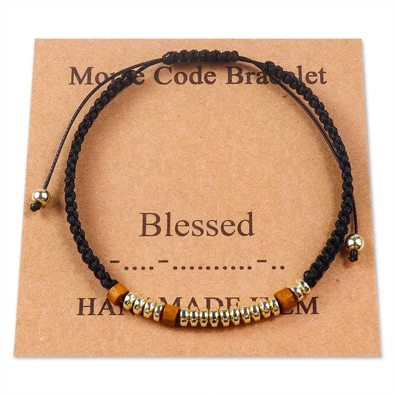 Handmade Wooden Beaded Morse Code Bracelets: Soul Sister