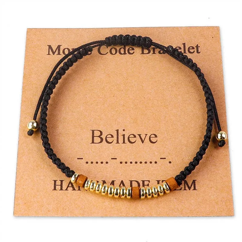 Handmade Wooden Beaded Morse Code Bracelets: Soul Sister