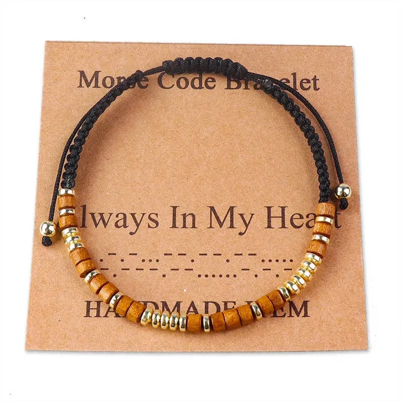 Handmade Wooden Beaded Morse Code Bracelets: Soul Sister