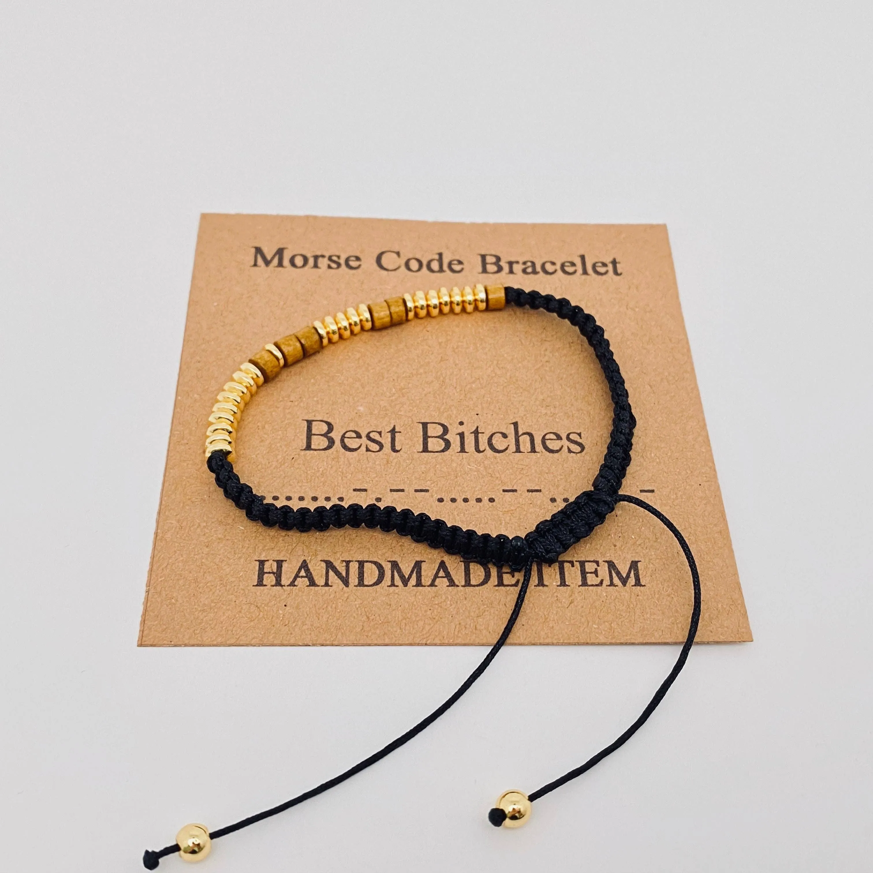 Handmade Wooden Beaded Morse Code Bracelets: Soul Sister